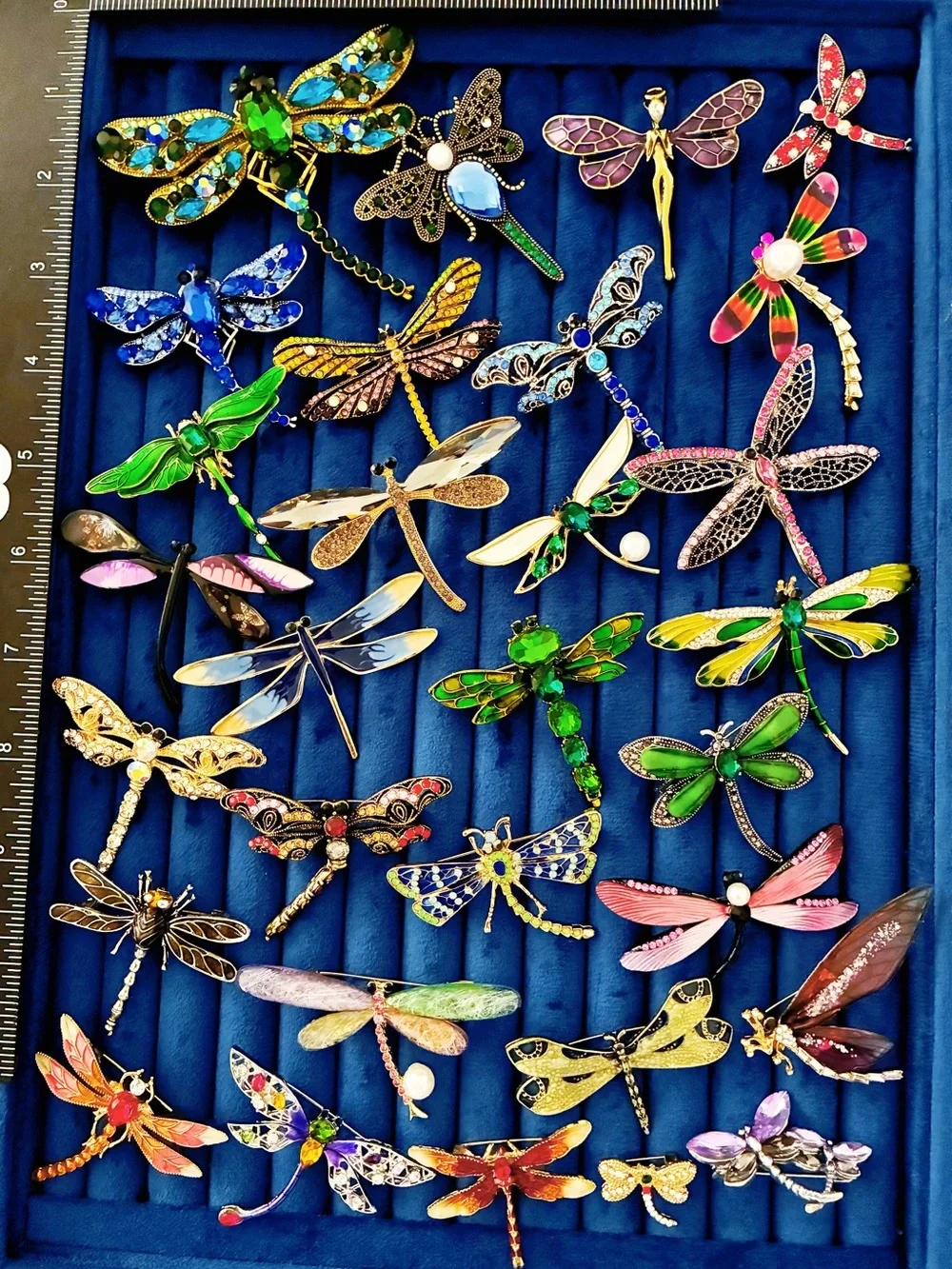 Lot of 30 Dragonfly Brooch Pins Rhinestone Crystal Enamel Insect Jewelry